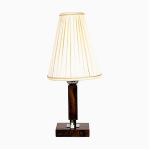 Wood Table Lamp with Fabric Shade, 1950s-SPD-1438346