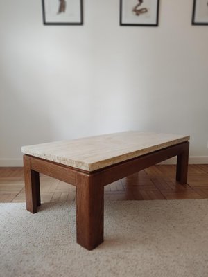 Wood & Travertine Coffee Table-ILR-2021334