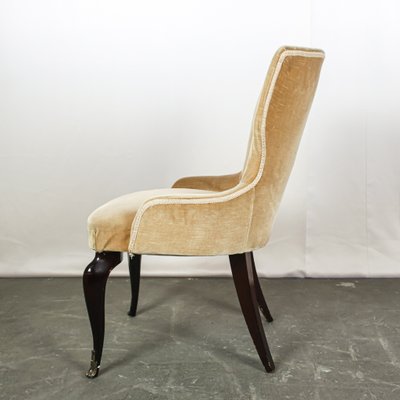 Wood & Velvet Lounge Chair, 1950s-ZLY-672685