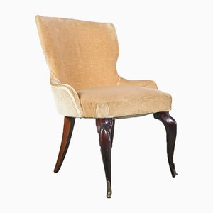 Wood & Velvet Lounge Chair, 1950s-ZLY-672685