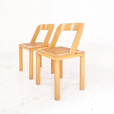 Wood & Viennese Straw Chairs attributed to RB Rossana, Italy, 1970s, Set of 2-UPW-1736422