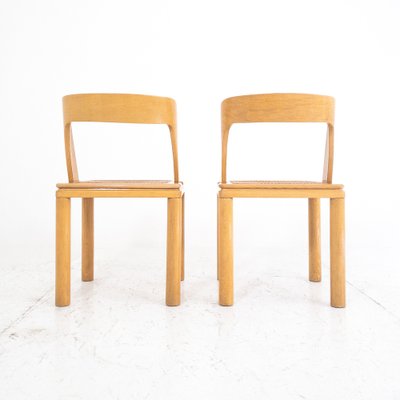 Wood & Viennese Straw Chairs attributed to RB Rossana, Italy, 1970s, Set of 2-UPW-1736422