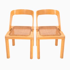 Wood & Viennese Straw Chairs attributed to RB Rossana, Italy, 1970s, Set of 2-UPW-1736422