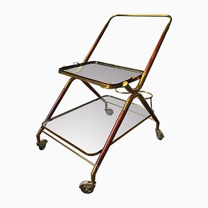 Wooden and Brass Bar Cart by Cesare Lacca, Italy, 1950s-VCV-638784