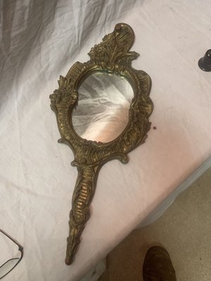 Wooden and Bronze Hand Mirror-BZK-627439