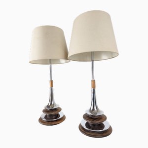 Wooden and Chromed Lamps from Laurel, 1960s, Set of 2-JJT-1541141