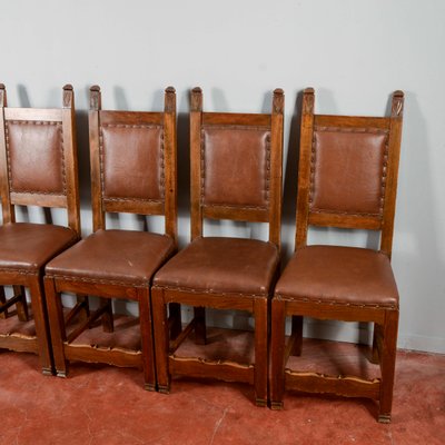 Wooden and Imitation Leather Folder Chairs, Set of 6-RAQ-2034147