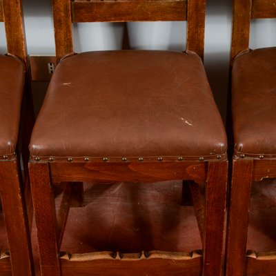 Wooden and Imitation Leather Folder Chairs, Set of 6-RAQ-2034147