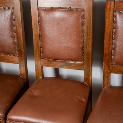 Wooden and Imitation Leather Folder Chairs, Set of 6-RAQ-2034147