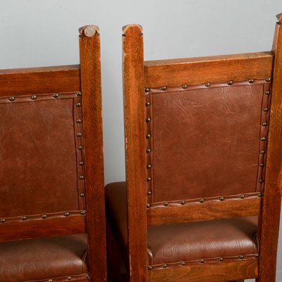 Wooden and Imitation Leather Folder Chairs, Set of 6-RAQ-2034147