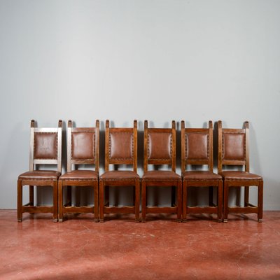 Wooden and Imitation Leather Folder Chairs, Set of 6-RAQ-2034147