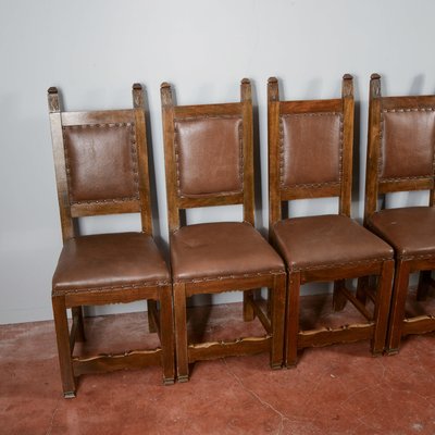 Wooden and Imitation Leather Folder Chairs, Set of 6-RAQ-2034147