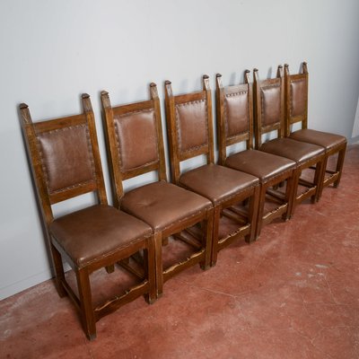 Wooden and Imitation Leather Folder Chairs, Set of 6-RAQ-2034147