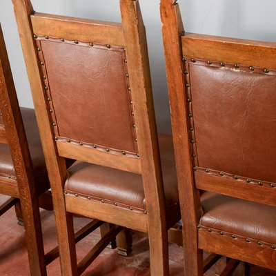 Wooden and Imitation Leather Folder Chairs, Set of 6-RAQ-2034147