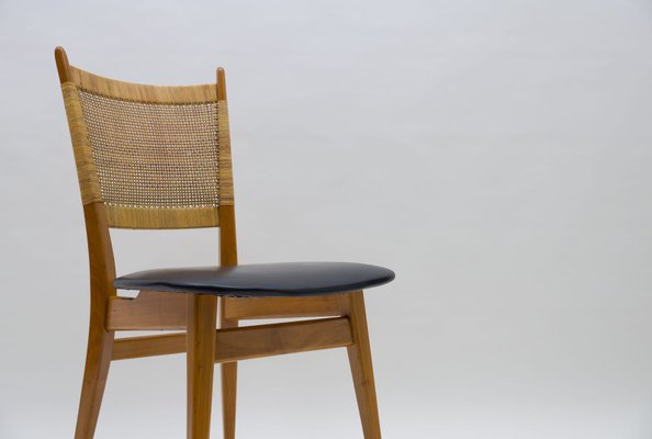 Wooden and Leather Dining Chair, Germany, 1950s-KQB-883017