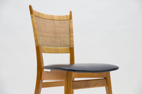 Wooden and Leather Dining Chair, Germany, 1950s-KQB-883017