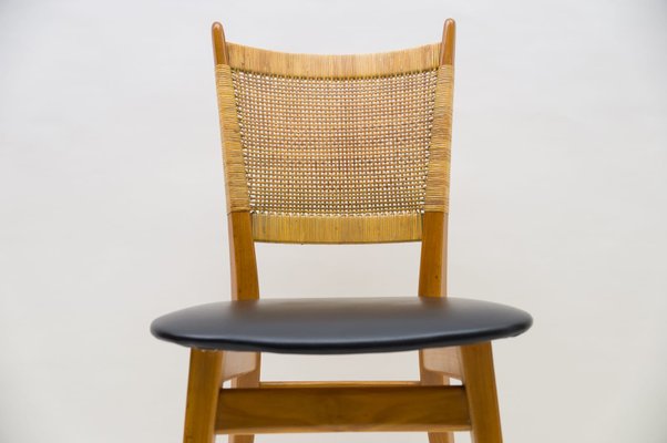 Wooden and Leather Dining Chair, Germany, 1950s-KQB-883017