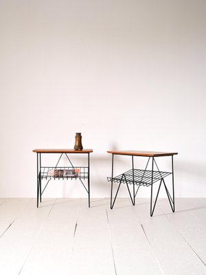 Wooden and Metal Bedside Tables, 1960s, Set of 2-QWP-1722632