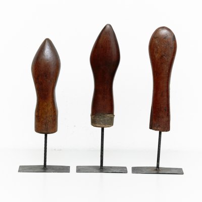 Wooden and Metal Sculptures, 1950s, Set of 3-WM-575726