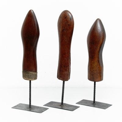 Wooden and Metal Sculptures, 1950s, Set of 3-WM-575726