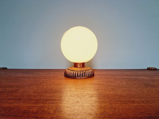 Wooden and Opaline Blanche Table Lamp, 1960s-FAX-1762474