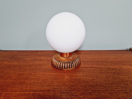 Wooden and Opaline Blanche Table Lamp, 1960s-FAX-1762474