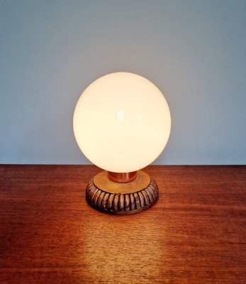 Wooden and Opaline Blanche Table Lamp, 1960s-FAX-1762474