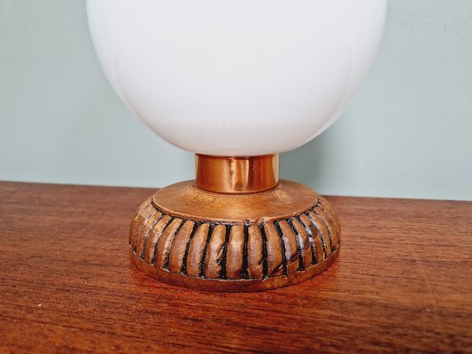 Wooden and Opaline Blanche Table Lamp, 1960s-FAX-1762474