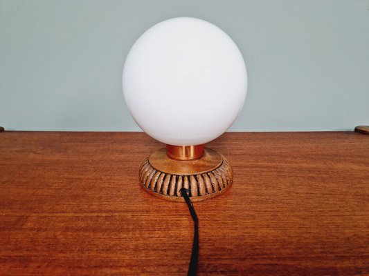 Wooden and Opaline Blanche Table Lamp, 1960s-FAX-1762474