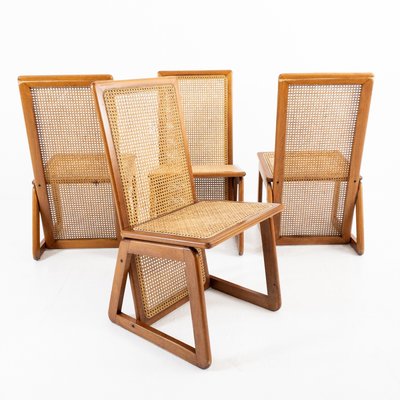 Wooden and Straw Chairs, Denmark, 1970s, Set of 4-UPW-1157370