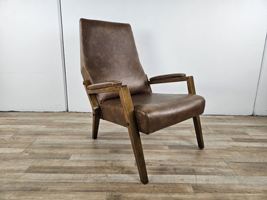 Wooden Armchair Padded with Foam and Skai, 1960-ZUW-2035767