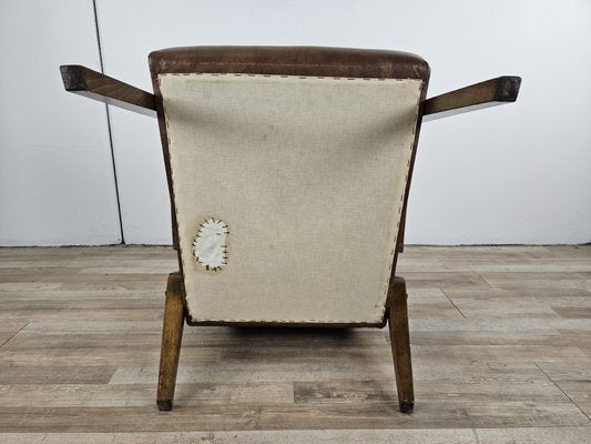 Wooden Armchair Padded with Foam and Skai, 1960-ZUW-2035767