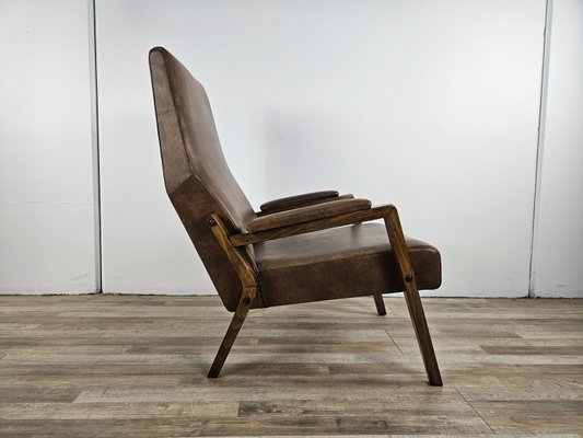 Wooden Armchair Padded with Foam and Skai, 1960-ZUW-2035767