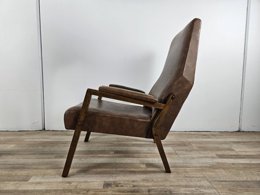 Wooden Armchair Padded with Foam and Skai, 1960-ZUW-2035767