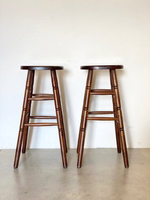 Wooden Bar Stools, 1980s, Set of 2-NPC-1180524