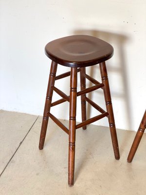 Wooden Bar Stools, 1980s, Set of 2-NPC-1180524