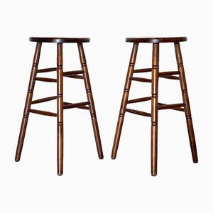 Wooden Bar Stools, 1980s, Set of 2-NPC-1180524