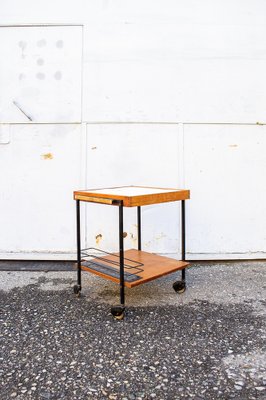 Wooden Bar Trolley in Enamel Metal, 1950s-VCV-1790997