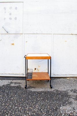 Wooden Bar Trolley in Enamel Metal, 1950s-VCV-1790997