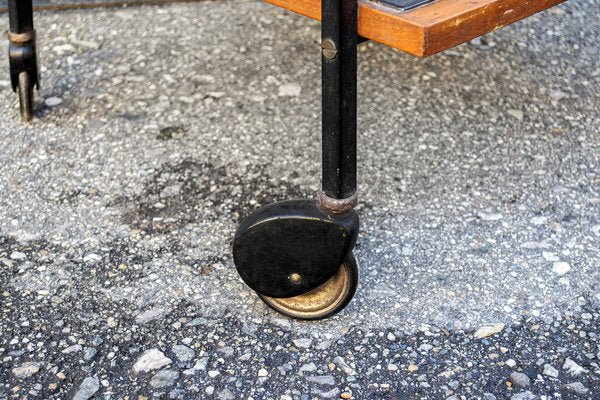 Wooden Bar Trolley in Enamel Metal, 1950s-VCV-1790997