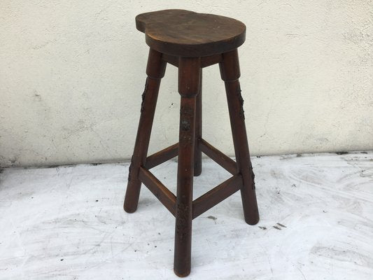 Wooden Barstool, 1970s-WQQ-952273