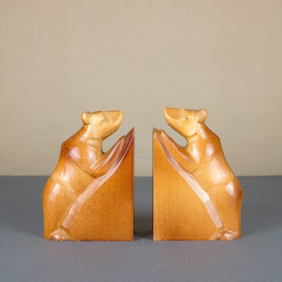 Wooden Bear Bookends from VEB Kunstgewerbliche Holzarbeiten Klings, 1950s, Set of 2-YGX-739412