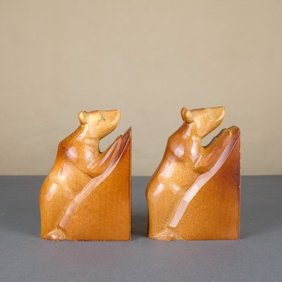 Wooden Bear Bookends from VEB Kunstgewerbliche Holzarbeiten Klings, 1950s, Set of 2-YGX-739412