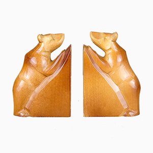 Wooden Bear Bookends from VEB Kunstgewerbliche Holzarbeiten Klings, 1950s, Set of 2-YGX-739412