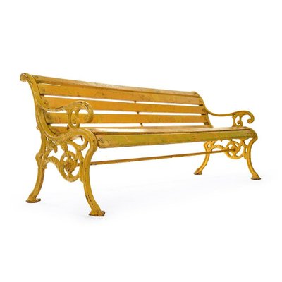 Wooden Bench in Cast Yellow Patina-NQ-810563