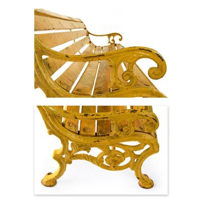 Wooden Bench in Cast Yellow Patina-NQ-810563