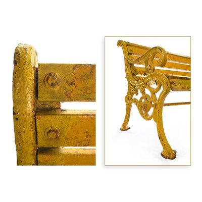 Wooden Bench in Cast Yellow Patina-NQ-810563