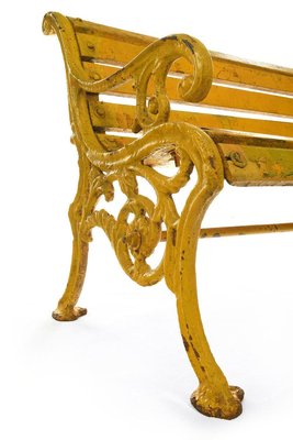 Wooden Bench in Cast Yellow Patina-NQ-810563