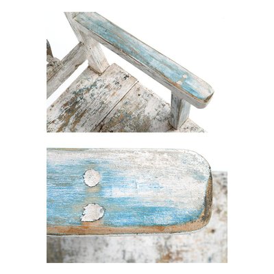 Wooden Bench with 3 Glazed Tiles-NQ-624983