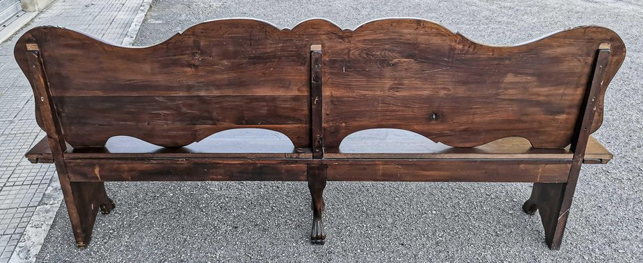 Wooden Bench with Lion Paws in Solid Wood, Italy, 1950s-RAQ-1048260